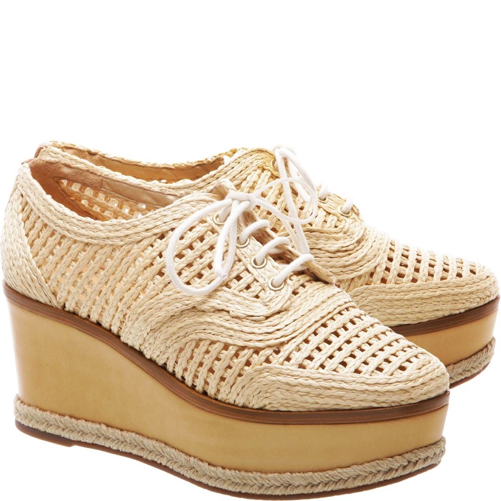 Schutz Carita Palha Natural Nude Leather Platform Sneaker